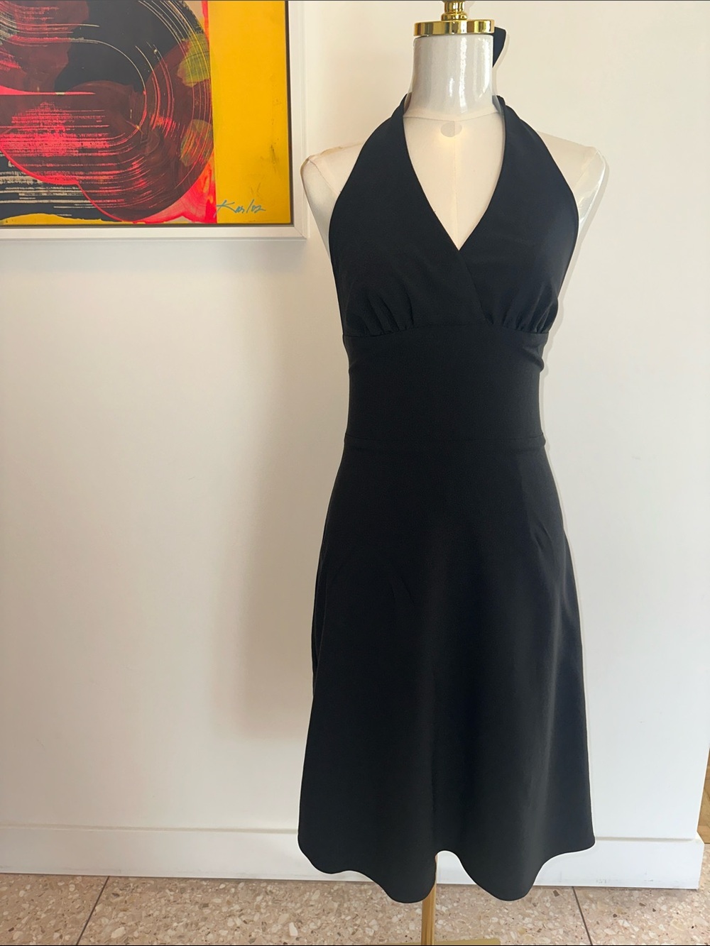 Vintage Y2K HYPE Classic Black Halter A-Line Dress